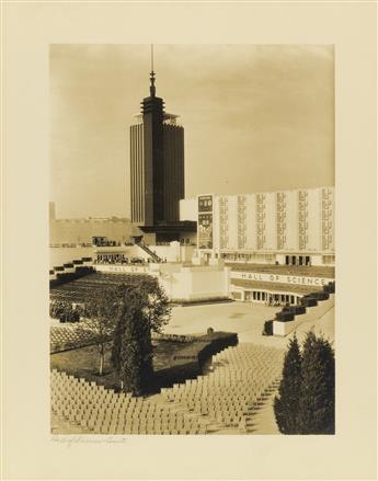 (CHICAGO WORLDS FAIR) Album entitled A Century of Progress International Exposition, Chicago 1933-34 with 60 photographs by Kaufmann a